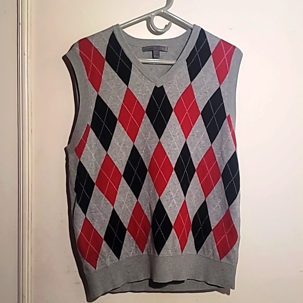 Argyle Red Black Gray Vest